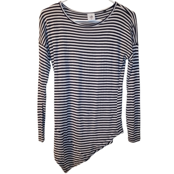 CAbi Long Sleeve Boat Stripe Asymmetrical T-Shirt - Picture 2 of 7